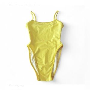 90s Vintage Pan Dulce Swimwear Women’s Size 5/6 Yellow One Piece Swimsuit Lined